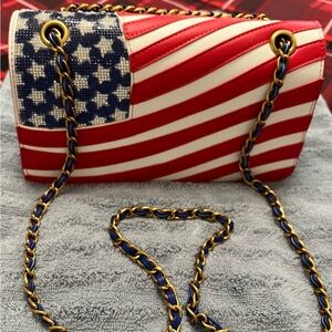 Betsey Johnson Red, White & Blue Stars & Stripes Crossbody Bag